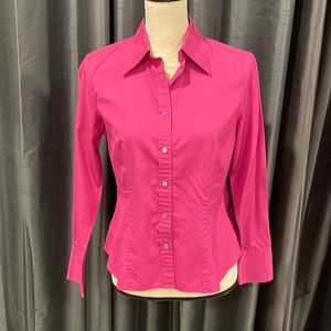 Ann Taylor solid pink button down dress shirt